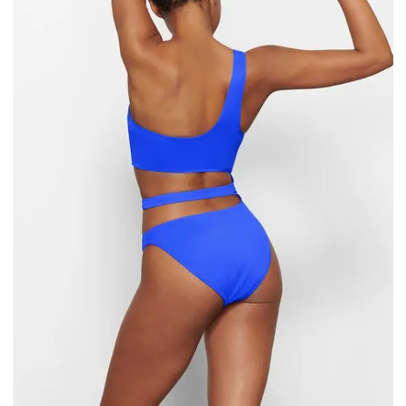 NWT SKIMS Monokini One Piece Swimsuit Women's Size 4X Cobalt One Shoulder Cutout - Picture 3 of 6
